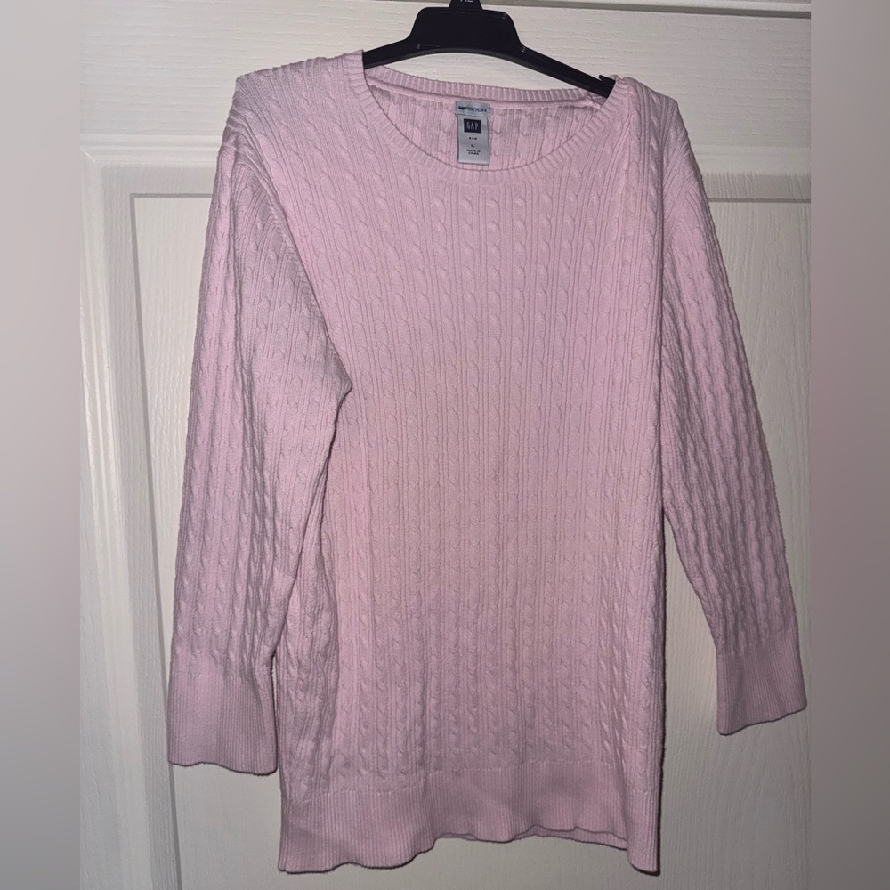 GAP Pale Pink Cable-Knit Crewneck Sweater